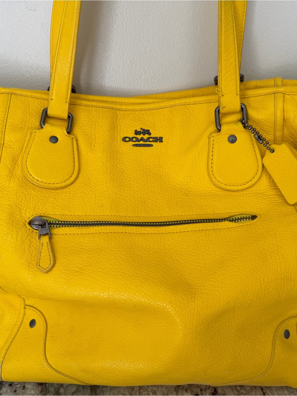 Coach Yellow Leather Shoulder Tote